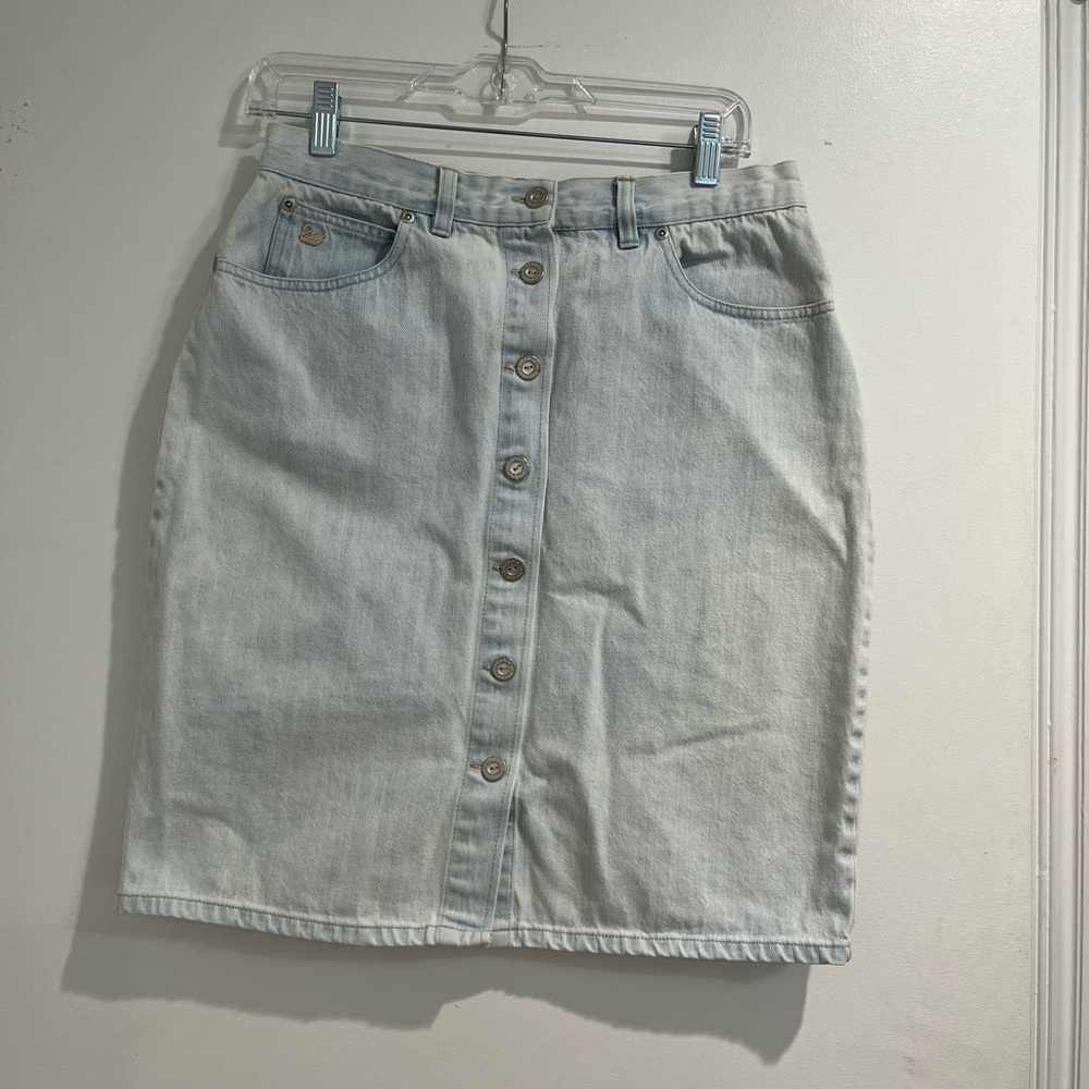 Gloria Vanderbilt Vintage Cotton Button Front Denim Skirt Sz. 12